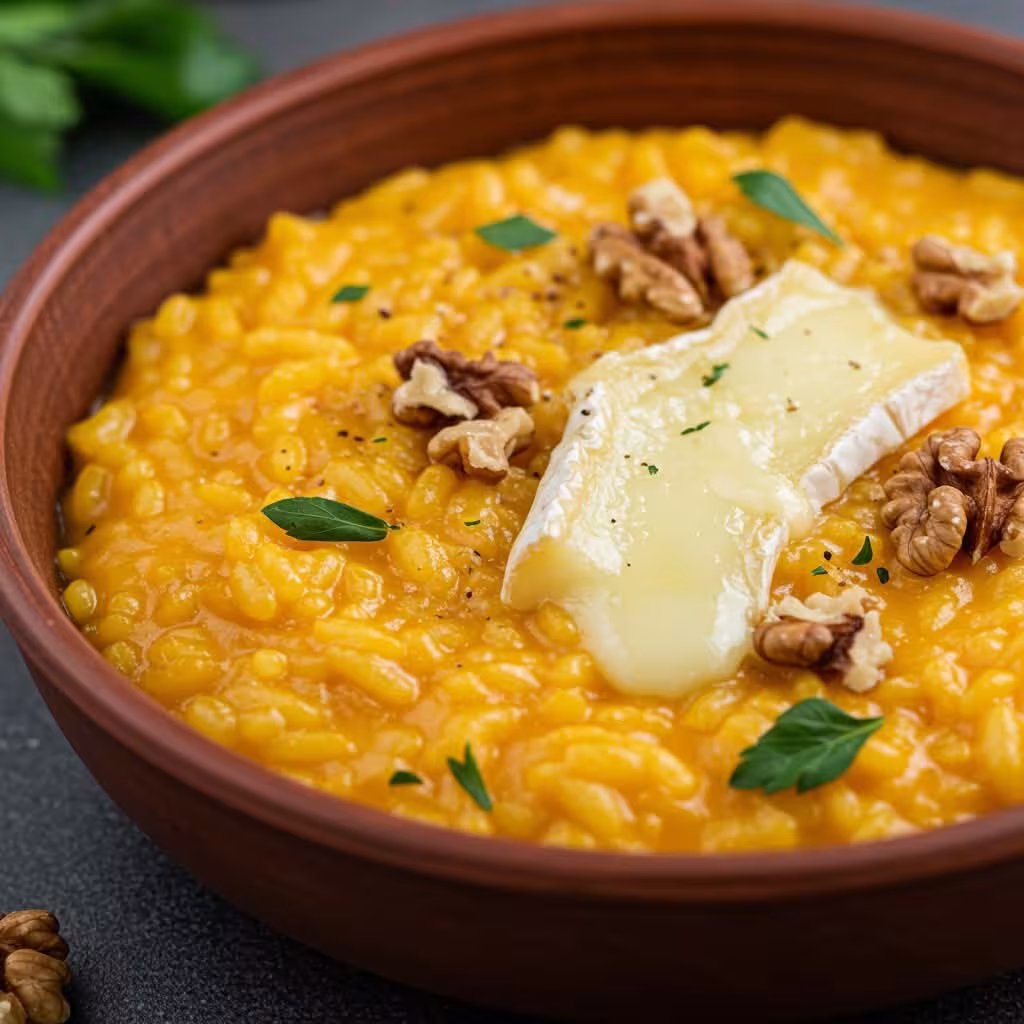 Risoto de Abóbora com Nozes e Queijo Brie